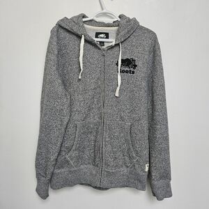 Roots Sz Small Charcoal Salt & Pepper Open Zip-Up Hooded Swestshirt